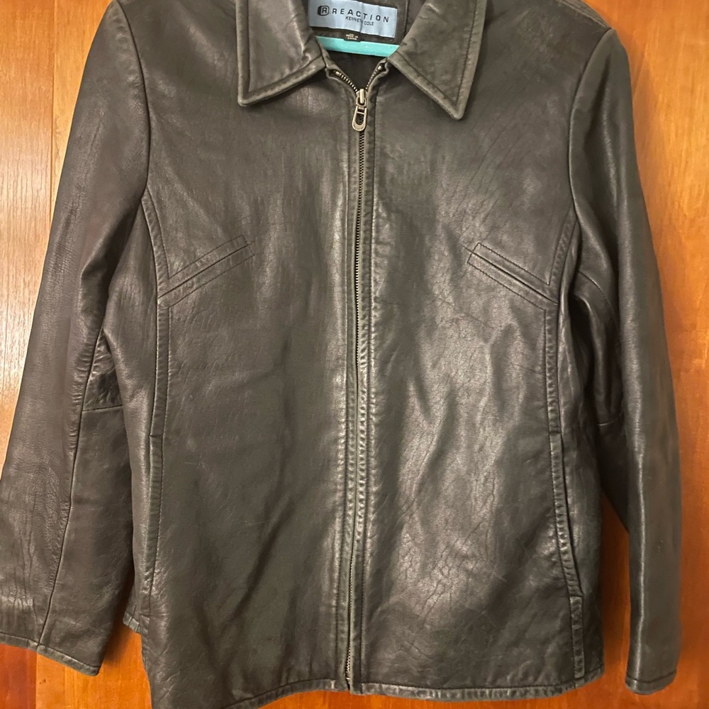 Kenneth Cole Black Leather Jacket XL